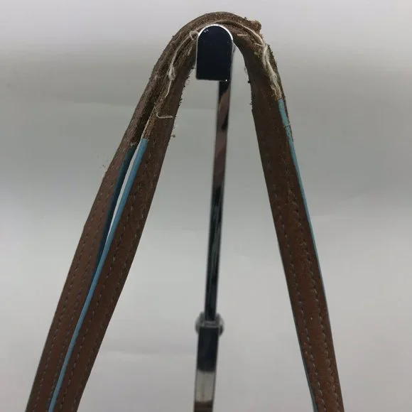 COACH Large Blue Brown Fabric Shoppers Tote - Picture 4 of 8